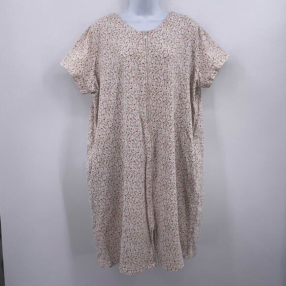 Classic Elements Sz 1X Zip Front Short Sleeve Housecoat Robe Loungewear Floral - Picture 1 of 8